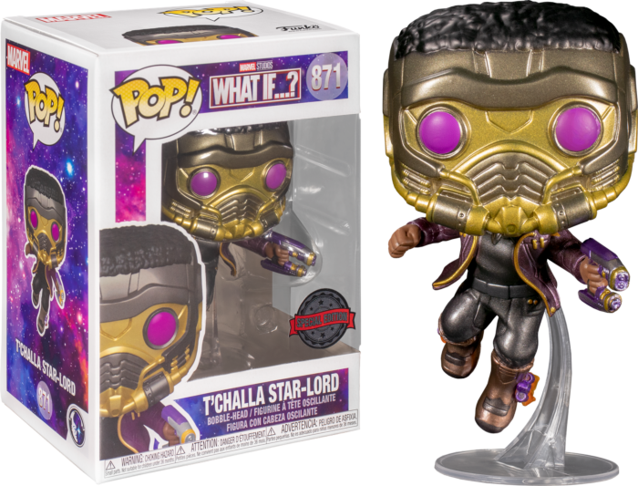 Funko POP! Marvel What If…? T’Challa Star-Lord Métallique Edition Limitée