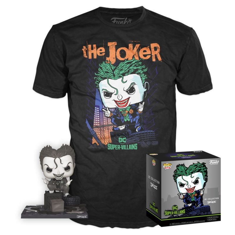 Funko POP! Heroes The Joker (Hush) (Black & White) Limitierte Auflage + T-Shirt Grosse L