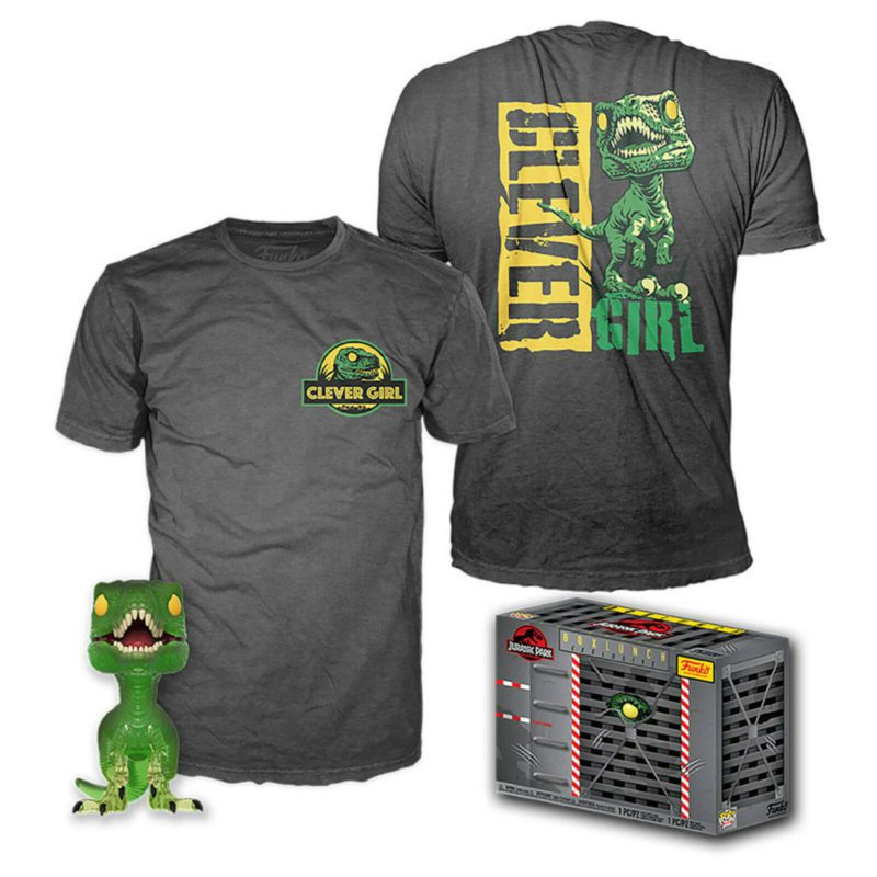 Funko POP! Movies Jurassic Park Clever Girl Set - Velociraptor Limitierte Auflage + T-Shirt Grosse XL