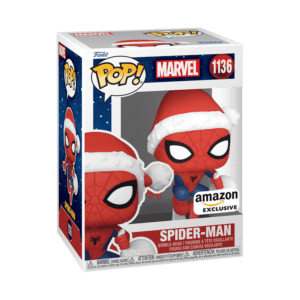 Funko POP! Marvel Spider-Man (Avec Bonnet de Noel et Sac de Cadeaux) Edition Limitée Amazon