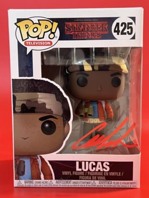 Funko POP! Television Stranger Things Lucas Signée par Caleb McLaughlin avec Authentification + Boîte Acrylique