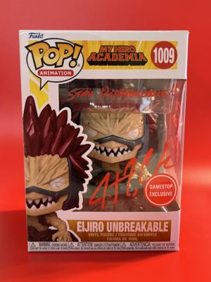 Funko POP! Animation My Hero Academia Eijiro Unbreakable Métallique Edition Limitée GameStop Signée par Justin Cook avec Authentification + Boîte Acrylique