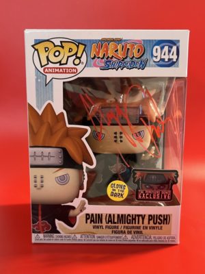 Funko POP! Animation Naruto Shippuden Pain (Almighty Push) Edition Limitée Phosphorescente Signée par Troy Baker avec Authentification + Boîte Acrylique