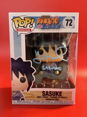 Funko POP! Animation Naruto Shippuden Sasuke Signée par Yuri Lowenthal avec Authentification + Boîte Acrylique