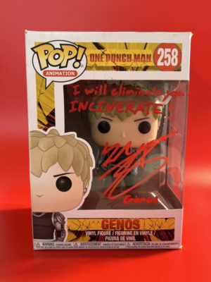 Funko POP! Animation One Punch Man Genos Signée par Zach Aguilar avec Authentification + Boîte Acrylique