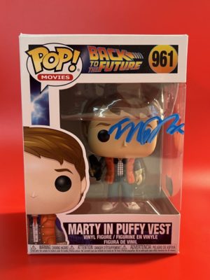 Funko POP! Movies Retour vers le Futur Marty in Puffy Vest Signée par Michael J. Fox avec Authentification + Boîte Acrylique