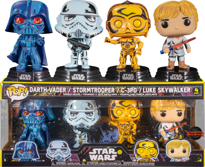 Funko POP! 4-Pack Star Wars Retro Series Darth Vader / Stormtrooper / C-3PO  / Luke Skywalker Limitierte Auflage - LJ Shop - Schweizer Onlineshop