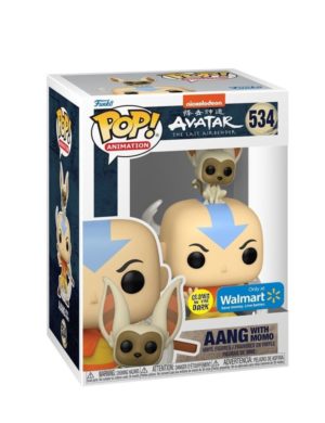 Funko POP! Animation Avatar, le Dernier Maître de l'Air Aang avec Momo Edition Limitée Phosphorescente Walmart