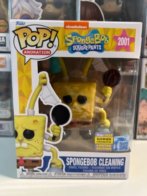 Funko POP! Premium Animation Bob l'Eponge - Spongebob Cleaning Edition Limitée Summer Convention 2025 - Boîte Imparfaite