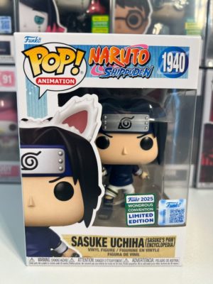 Funko POP! Animation Naruto Shippuden Sasuke Uchiha (Sasuke's Paw Encyclopedia) Limitierte Auflage Wondrous Convention 2025 - Unvollkommene Box