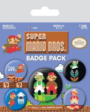 Pack de 5 badges Super Mario Bros.