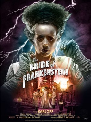 Kunstdruck „Die Braut von Frankenstein“ (Farbvariante) von Ruiz Burgos, 61 x 46 cm – ungerahmt